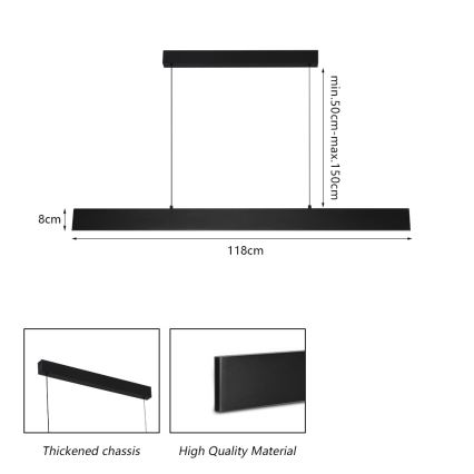 Brilagi - LED Dimmable chandelier on a string SLIMLINE LED/40W/230V 3000-6000K black + remote control