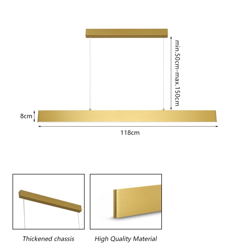 Brilagi - LED Dimmable chandelier on a string SLIMLINE LED/40W/230V 3000-6000K gold + remote control