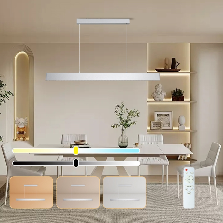 Brilagi - LED Dimmable chandelier on a string SLIMLINE LED/40W/230V 3000-6000K silver + remote control