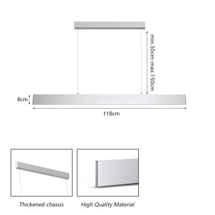 Brilagi - LED Dimmable chandelier on a string SLIMLINE LED/40W/230V 3000-6000K silver + remote control