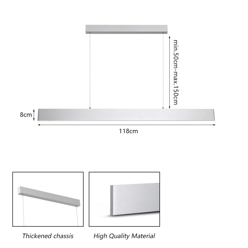 Brilagi - LED Dimmable chandelier on a string SLIMLINE LED/40W/230V 3000-6000K silver + remote control