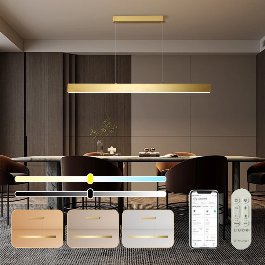 Brilagi - LED Dimmable chandelier on a string SLEEKLINE SMART LED/40W/230V 3000-6000K Wi-Fi Tuya gold + remote control