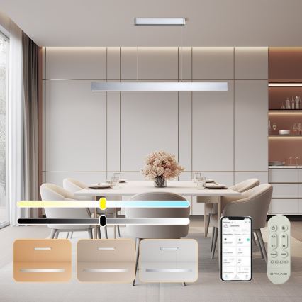 Brilagi - LED Dimmable chandelier on a string SLEEKLINE SMART LED/40W/230V 3000-6000K Wi-Fi Tuya silver + remote control