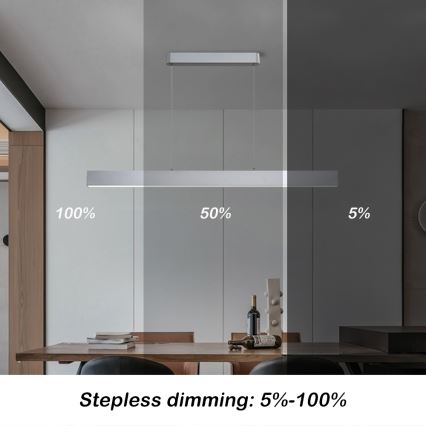 Brilagi - LED Dimmable chandelier on a string SLEEKLINE SMART LED/40W/230V 3000-6000K Wi-Fi Tuya silver + remote control