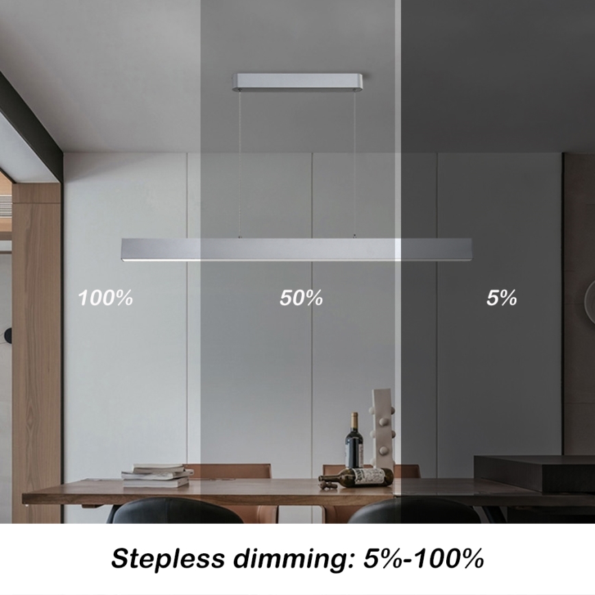 Brilagi - LED Dimmable chandelier on a string SLEEKLINE SMART LED/40W/230V 3000-6000K Wi-Fi Tuya silver + remote control