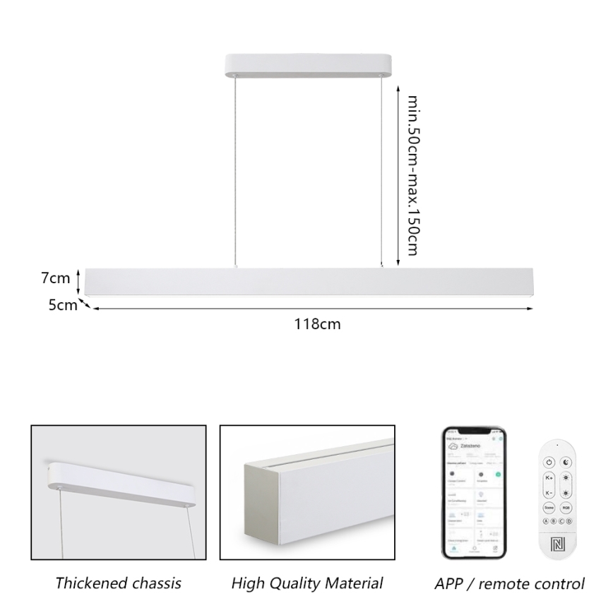 Brilagi - LED Dimmable chandelier on a string SLEEKLINE SMART LED/40W/230V 3000-6000K Wi-Fi Tuya white + remote control