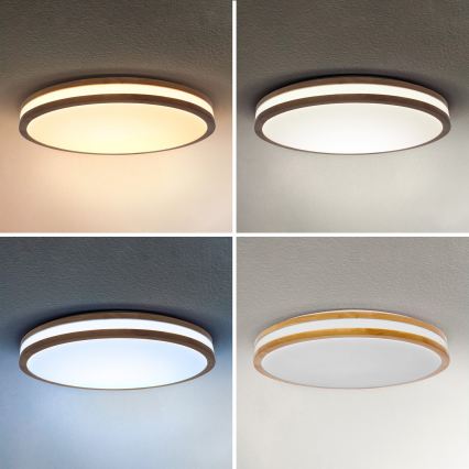 Brilagi - Dimmable LED Ceiling Light MOLINA LED/72W/230V 3000-6500K Oak Ø 78 cm + Remote Control