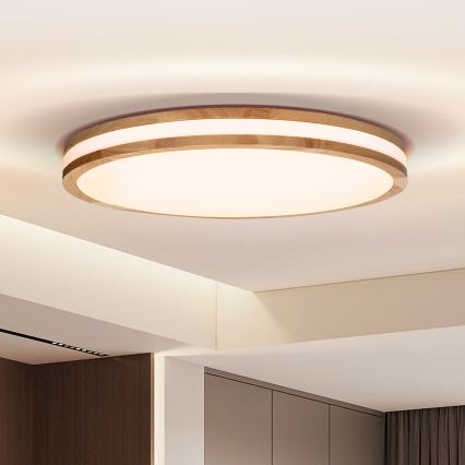Brilagi - Dimmable LED Ceiling Light MOLINA LED/72W/230V 3000-6500K Oak Ø 78 cm + Remote Control
