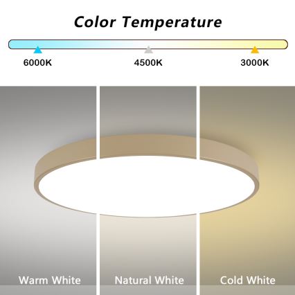 Brilagi - LED Dimmable ceiling light POOL SMART LED/128W/230V 3000-6000K 100 cm beige Wi-Fi Tuya + remote control