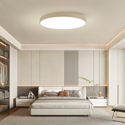 Brilagi - LED Dimmable ceiling light POOL SMART LED/128W/230V 3000-6000K 100 cm beige Wi-Fi Tuya + remote control