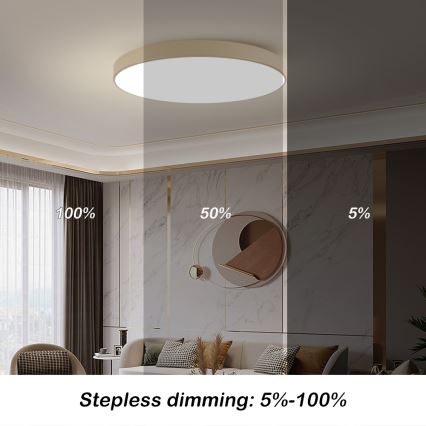 Brilagi - LED Dimmable ceiling light POOL SMART LED/128W/230V 3000-6000K 100 cm beige Wi-Fi Tuya + remote control