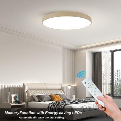 Brilagi - LED Dimmable ceiling light POOL SMART LED/128W/230V 3000-6000K 100 cm beige Wi-Fi Tuya + remote control