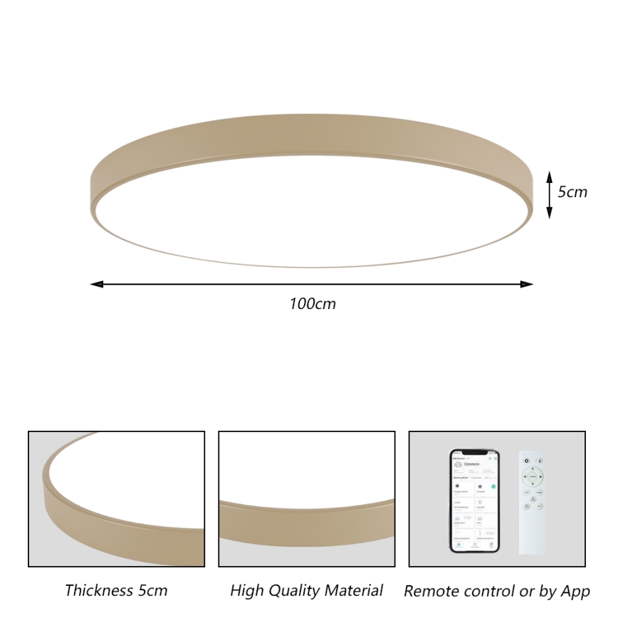Brilagi - LED Dimmable ceiling light POOL SMART LED/128W/230V 3000-6000K 100 cm beige Wi-Fi Tuya + remote control