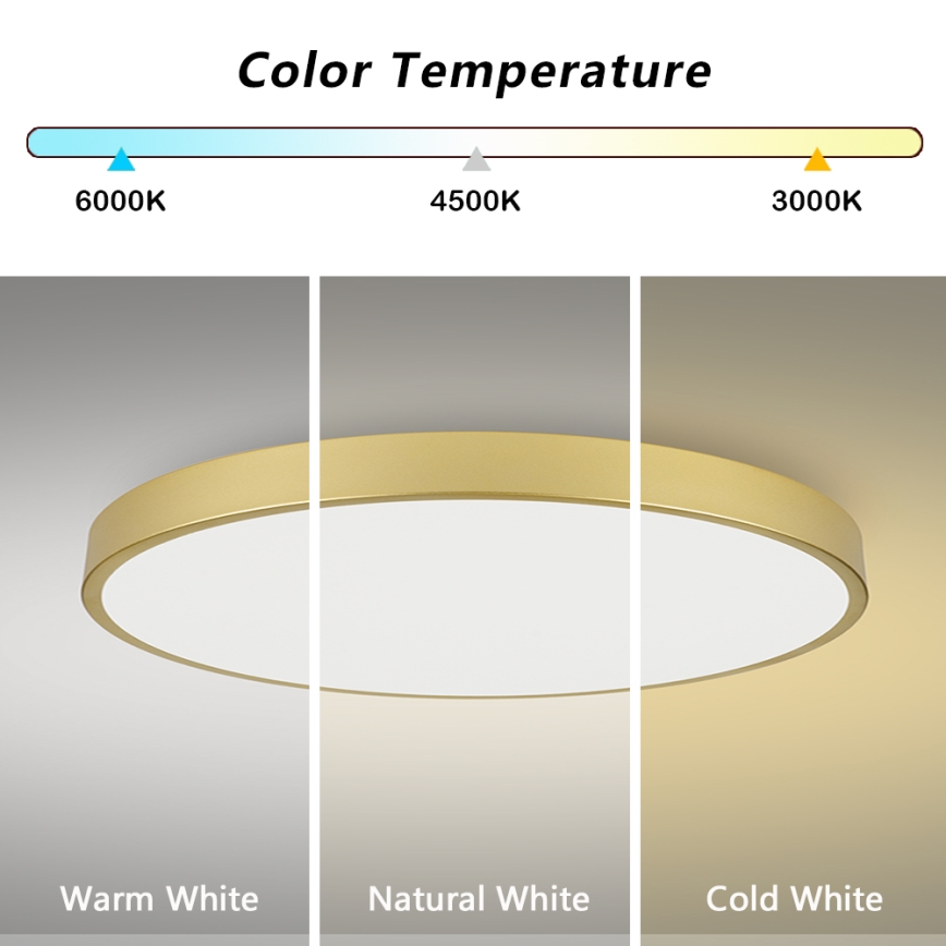 Brilagi - POOL SMART Dimmable LED Ceiling Light, 180W, 230V, 3000-6000K, 120 cm, Gold, Tuya Wi-Fi + Remote Control