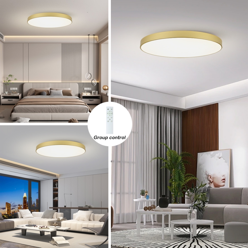 Brilagi - POOL SMART Dimmable LED Ceiling Light, 180W, 230V, 3000-6000K, 120 cm, Gold, Tuya Wi-Fi + Remote Control