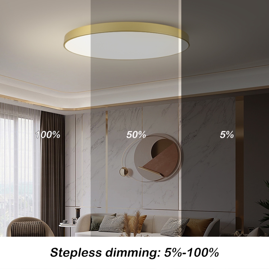 Brilagi - POOL SMART Dimmable LED Ceiling Light, 180W, 230V, 3000-6000K, 120 cm, Gold, Tuya Wi-Fi + Remote Control