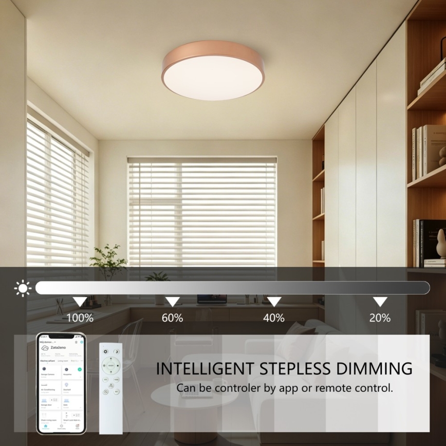 BRILAGI - POOL SMART Dimmable LED Ceiling Light, 48W/230V, 3000-6000K, Ø 40 cm, Tuya Wi-Fi, Bronze + Remote Control