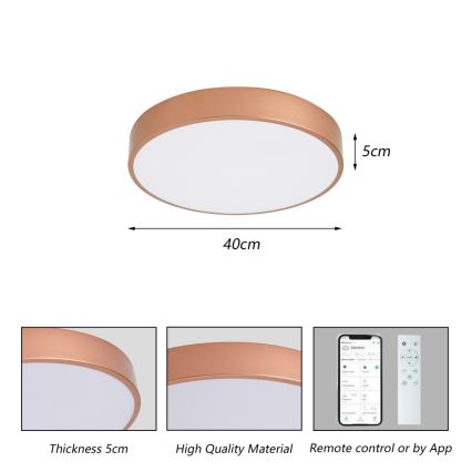 BRILAGI - POOL SMART Dimmable LED Ceiling Light, 48W/230V, 3000-6000K, Ø 40 cm, Tuya Wi-Fi, Bronze + Remote Control