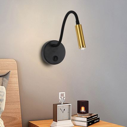 Brilagi - LED Dimmable flexible wall lamp MAYA 1xG9/4W/230V black/gold 2700-6500K Wi-Fi Tuya