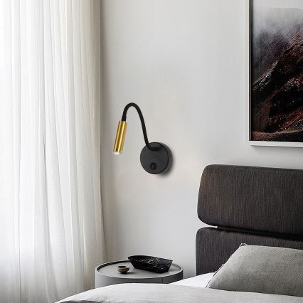 Brilagi - LED Dimmable flexible wall lamp MAYA 1xG9/4W/230V black/gold 2700-6500K Wi-Fi Tuya