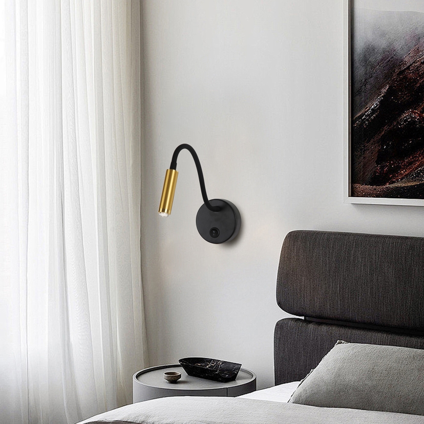Brilagi - LED Dimmable flexible wall lamp MAYA 1xG9/4W/230V black/gold 2700-6500K Wi-Fi Tuya
