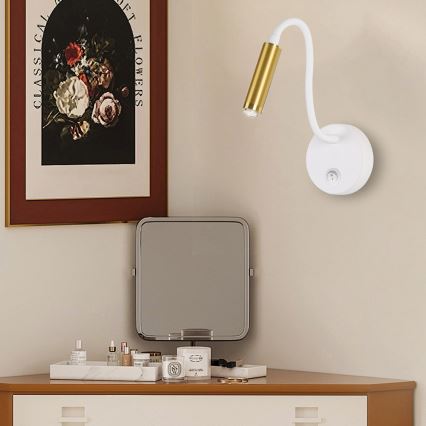Brilagi - LED Dimmable flexible wall lamp MAYA 1xG9/4W/230V white/gold 2700-6500K Wi-Fi Tuya