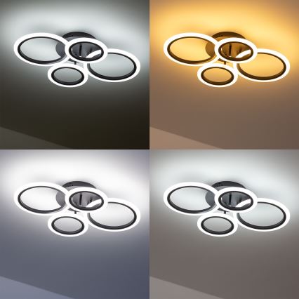 Brilagi - ORBITS LED Dimmable Surface-Mounted Ceiling Light LED/50W/230V 3000-6500K Black + Remote Control