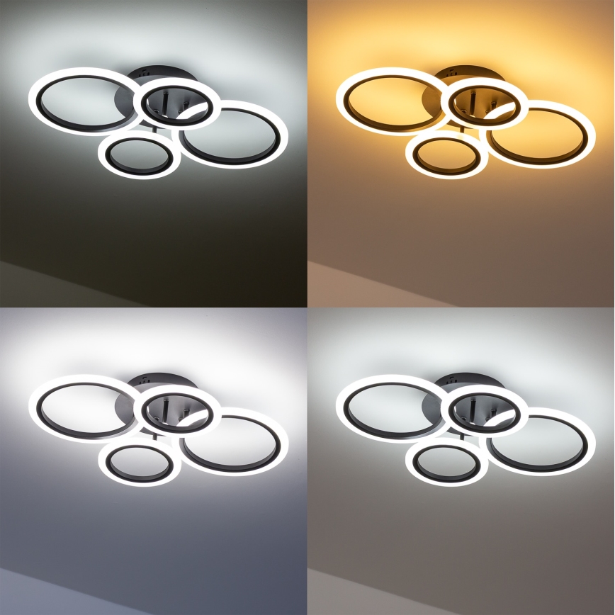 Brilagi - ORBITS LED Dimmable Surface-Mounted Ceiling Light LED/50W/230V 3000-6500K Black + Remote Control