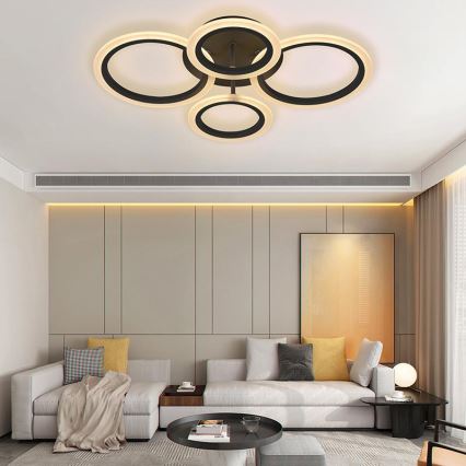Brilagi - ORBITS LED Dimmable Surface-Mounted Ceiling Light LED/50W/230V 3000-6500K Black + Remote Control