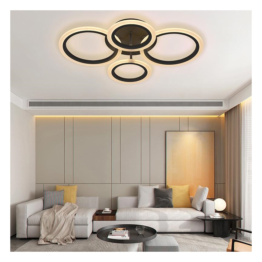 Brilagi - ORBITS LED Dimmable Surface-Mounted Ceiling Light LED/50W/230V 3000-6500K Black + Remote Control