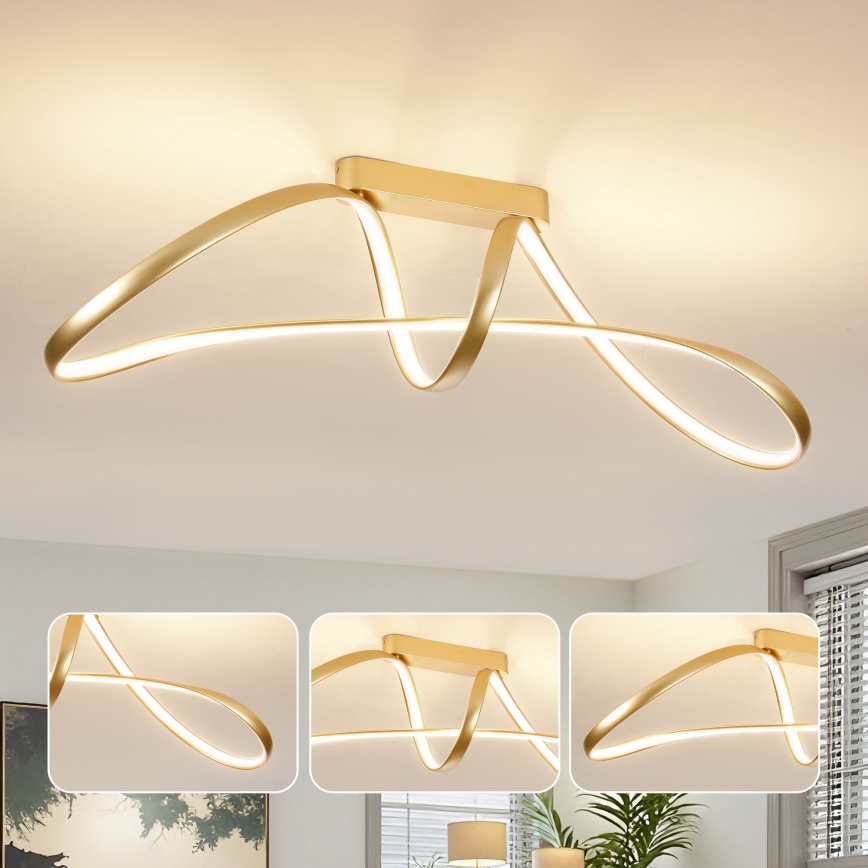 Brilagi - LED Dimmable Flush-Mount Chandelier TWISTER LED/60W/230V 3000-6000K gold + remote control