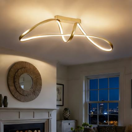 Brilagi - LED Dimmable Flush-Mount Chandelier TWISTER LED/60W/230V 3000-6000K gold + remote control