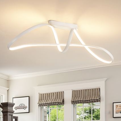 Brilagi - TWISTER Dimmable LED Flush-Mount Ceiling Light, 60W, 230V, 3000–6000K, White + Remote Control