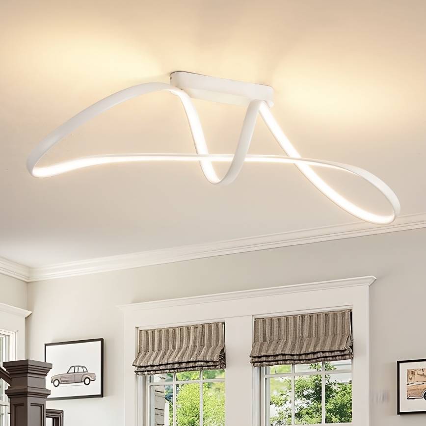 Brilagi - TWISTER Dimmable LED Flush-Mount Ceiling Light, 60W, 230V, 3000–6000K, White + Remote Control
