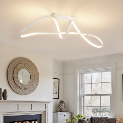 Brilagi - TWISTER Dimmable LED Flush-Mount Ceiling Light, 60W, 230V, 3000–6000K, White + Remote Control