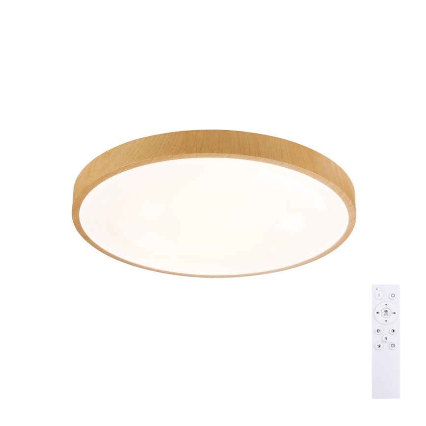 Brilagi - Dimmable LED Ceiling Light GLASS POOL DOUBLE LED/48W/230V 3000-6000K 40 cm wood-effect finish + remote control