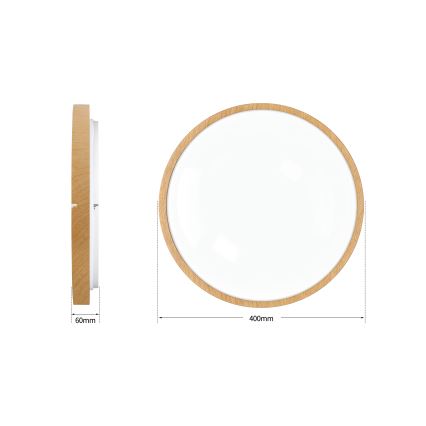 Brilagi - Dimmable LED Ceiling Light GLASS POOL DOUBLE LED/48W/230V 3000-6000K 40 cm wood-effect finish + remote control