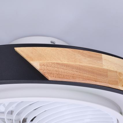 Brilagi - Dimmable LED ceiling light with fan, 30W, 230V, 3000–6500K, Ø 50 cm, black/oak + remote control