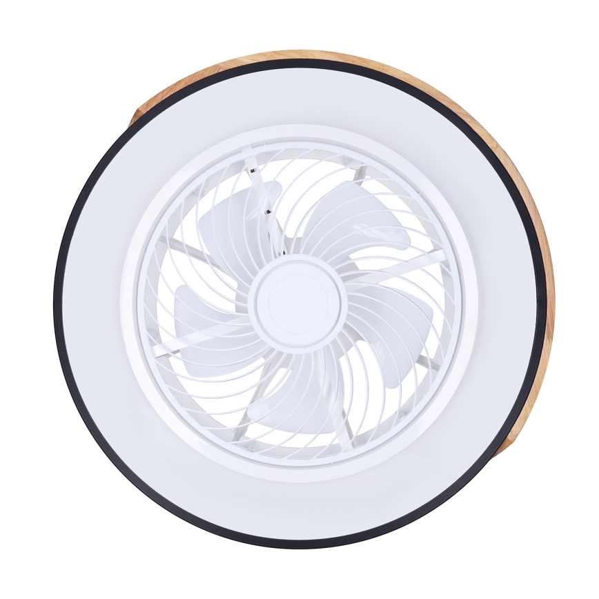 Brilagi - Dimmable LED ceiling light with fan, 30W, 230V, 3000–6500K, Ø 50 cm, black/oak + remote control