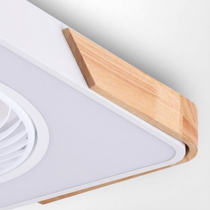 Brilagi - Dimmable LED Ceiling Light with Fan LED/30W/230V 3000-6500K White/Oak + Remote Control