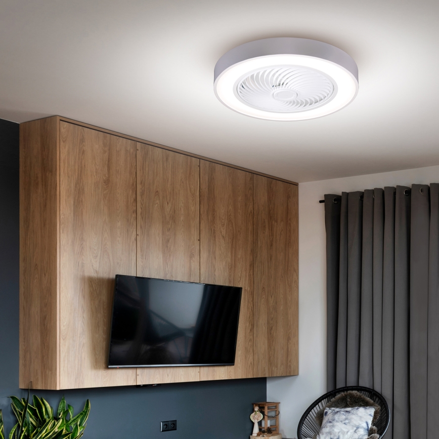Brilagi - Dimmable LED Ceiling Light with Fan LED/30W/230V 3000-6500K Ø 50 cm White + Remote Control