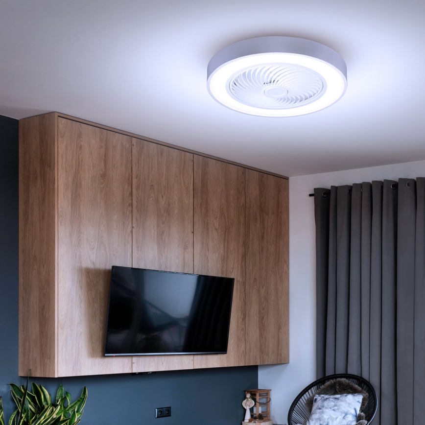 Brilagi - Dimmable LED Ceiling Light with Fan LED/30W/230V 3000-6500K Ø 50 cm White + Remote Control