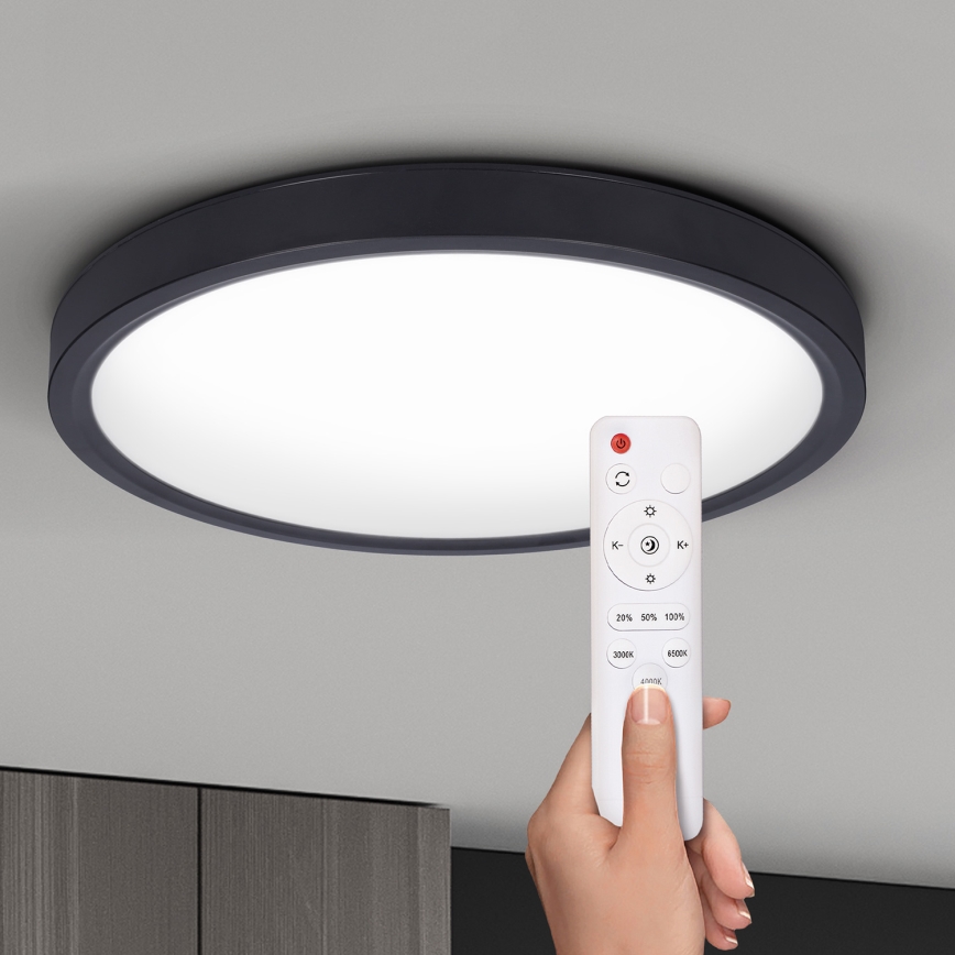 Brilagi - LED Dimmable ceiling light ESTELA LED/48W/230V 3000-6500K ø 40 cm black + remote control