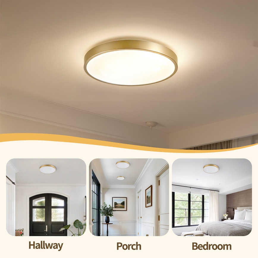 Brilagi - Dimmable LED Ceiling Light GLASS POOL DOUBLE LED/48W/230V 3000-6000K 40 cm Gold + Remote Control