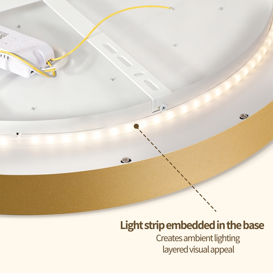 Brilagi - Dimmable LED Ceiling Light GLASS POOL DOUBLE LED/48W/230V 3000-6000K 40 cm Gold + Remote Control
