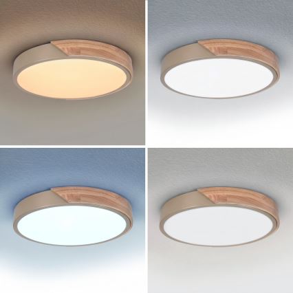 BRILAGI - Dimmable LED ceiling light PILANA LED/48W/230V 3000-6500K oak/beige Ø 40 cm + remote control