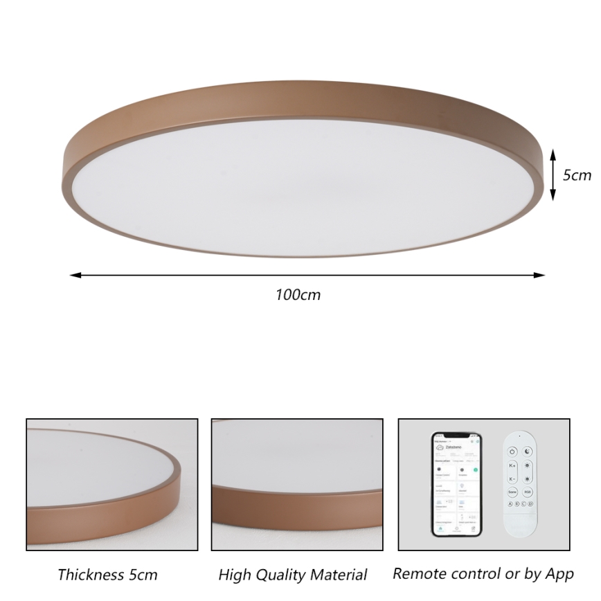 Brilagi - Dimmable LED Luminaire POOL SMART LED/128W/230V Ø 100 cm 3000-6000K Wi-Fi Tuya + Remote Control, Brown