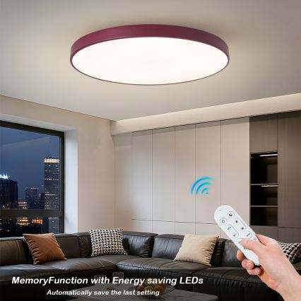 Brilagi - LED Dimmable Luminaire POOL SMART LED/128W/230V Ø 100 cm 3000-6000K Wi-Fi Tuya + Remote Control Burgundy