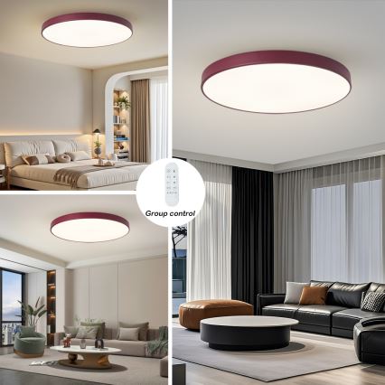 Brilagi - LED Dimmable Luminaire POOL SMART LED/128W/230V Ø 100 cm 3000-6000K Wi-Fi Tuya + Remote Control Burgundy