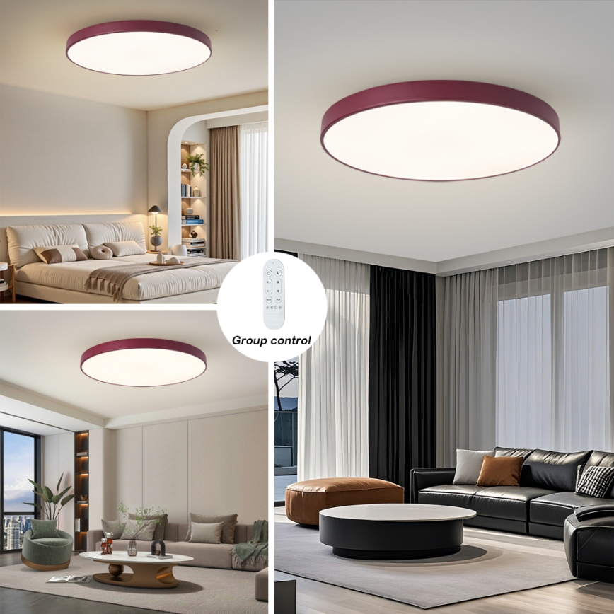 Brilagi - LED Dimmable Luminaire POOL SMART LED/128W/230V Ø 100 cm 3000-6000K Wi-Fi Tuya + Remote Control Burgundy